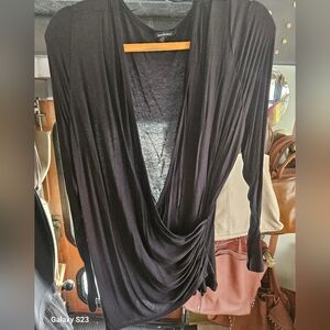 Ambiance Black Drape Blouse